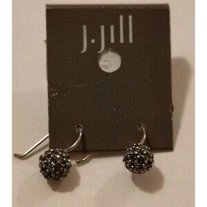 J.Jill Silver and Black Ball Crystal Earrings